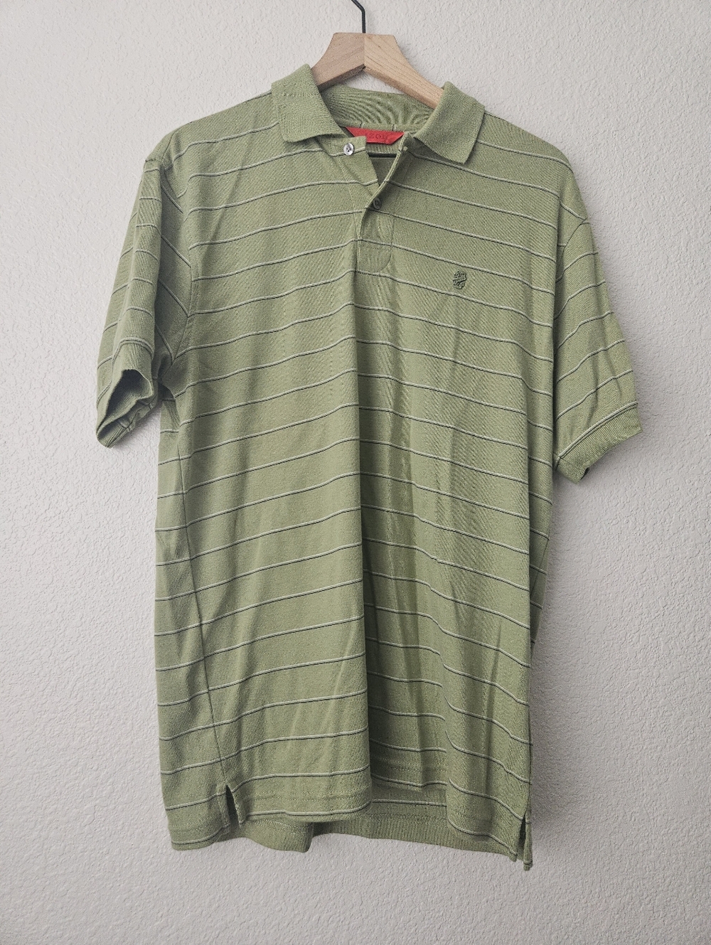 Izod 100% cotton men's polo olive stripe, small